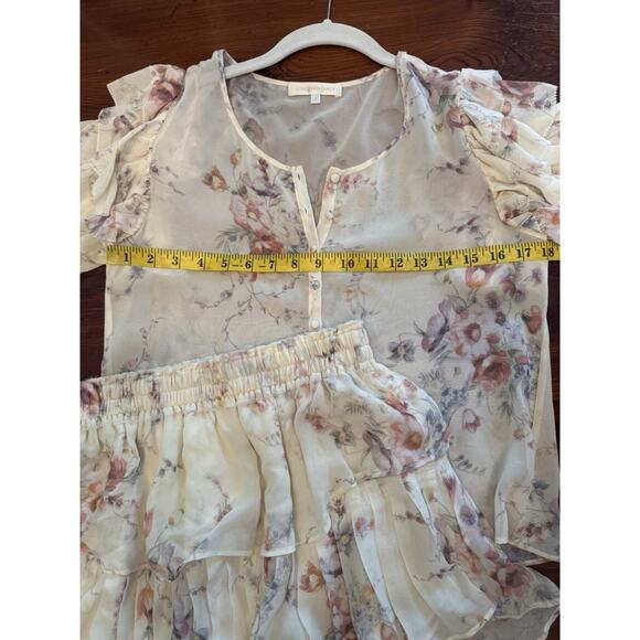 LoveShackFancy Floral Blouse and Skirt Set in Cream and Pink - Picture 10 of 13